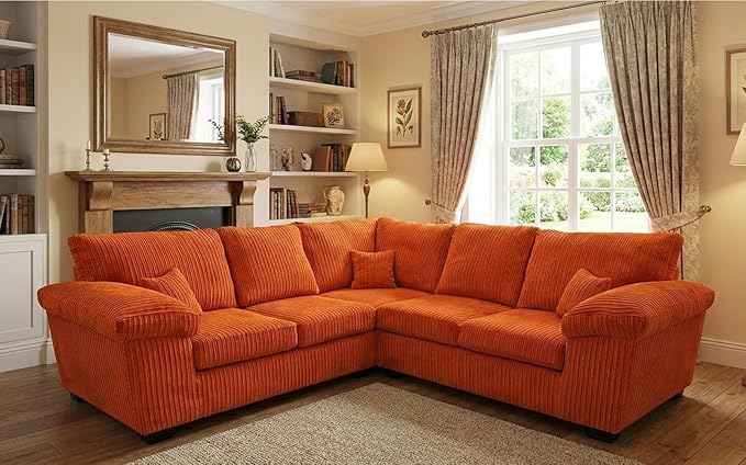 Large 5 Seater Deltaa 2C2 Corner Sofa in Soft Jumbo Cord