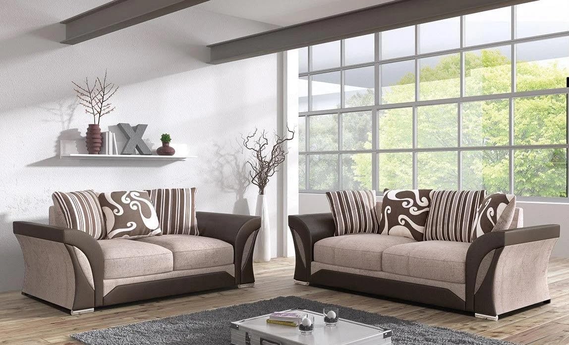 Shannon Chenille 3+2 Seater Sofa Set (Brown & Beige)