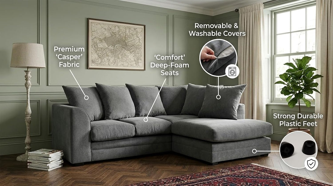 Dylan Kingstone Grey L shape 4 seater Corner sofa