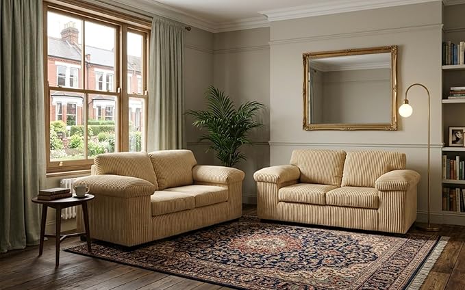 Deltaa Grey Fabric 3 and 2 Seater Sofa Suite Modern Design