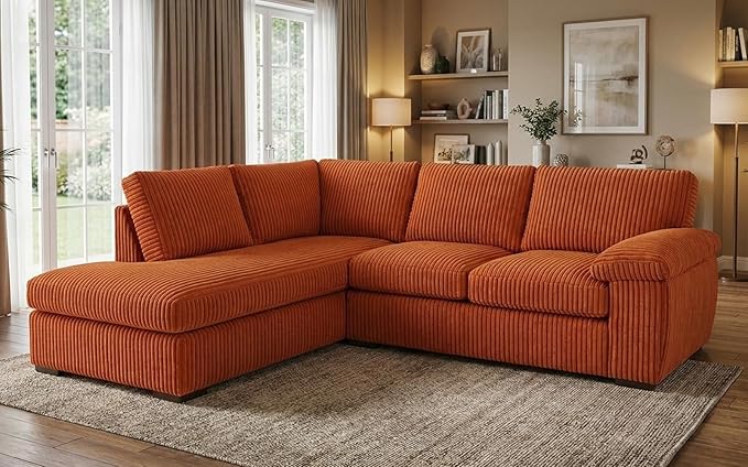 Left or Right Hand Jumbo Cord Corner Sofa with Deep Seating