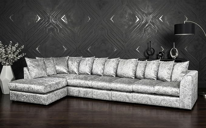 Dylan Crushed Velvet 7 Seater Left/Right Hand  Corner Sofa