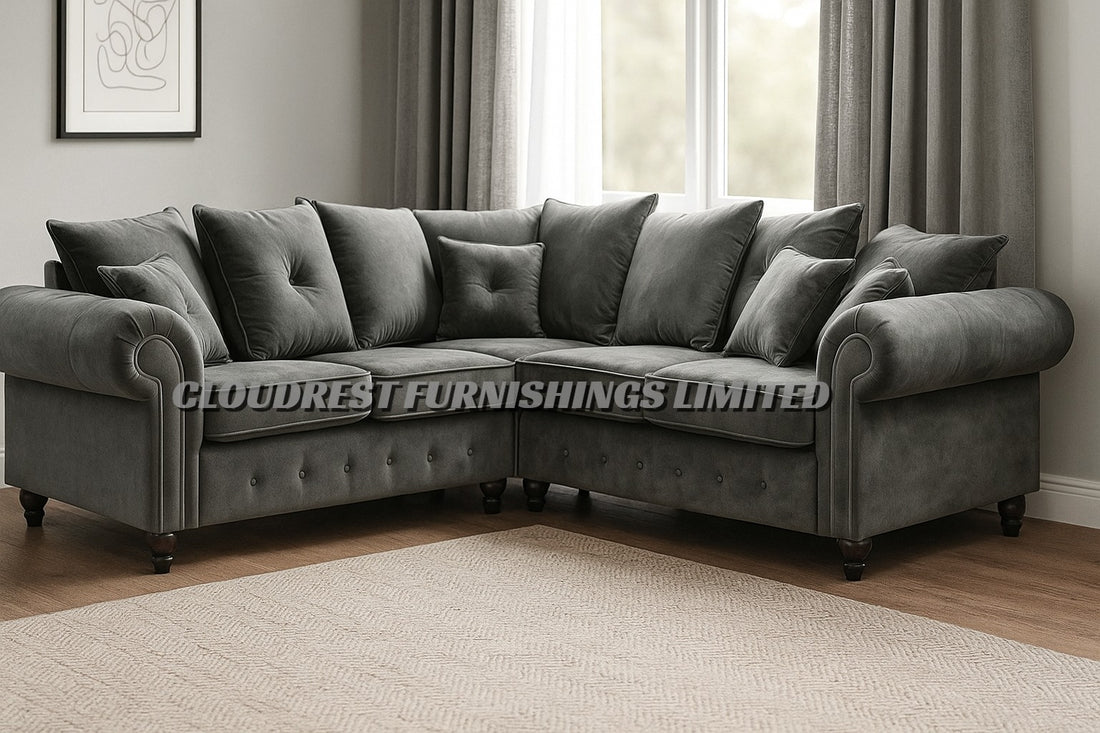 Olympia Sofa Brand New Black, Grey, Silver, Navy Blue Corner & 3+2 Seater Options | Stylish Living Room Furniture