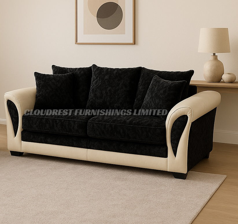 Shannon Crushed Velvet Sofa Brand New Black and White Corner & 3+2 Seater | Stylish Living Room Furniture