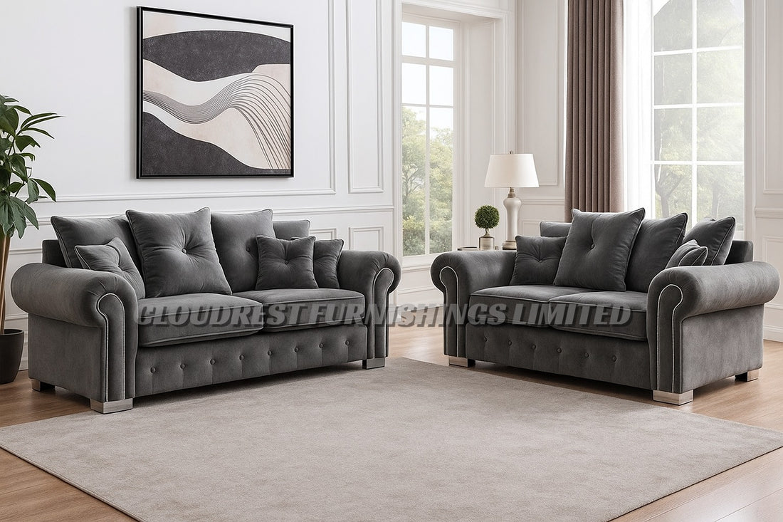 Olympia Sofa Brand New Black, Grey, Silver, Navy Blue Corner & 3+2 Seater Options | Stylish Living Room Furniture
