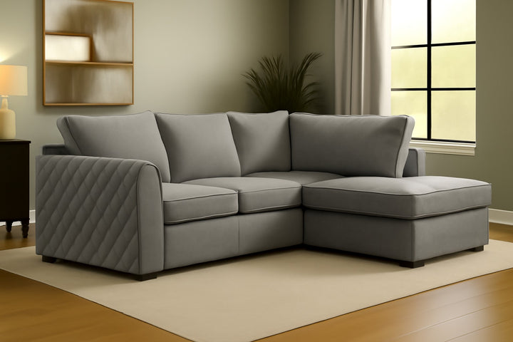 Vortex Plush Velvet Corner Sofa Brand New Grey, Black, Beige, Cream, Blue, Mustard Stylish Living Room Furniture