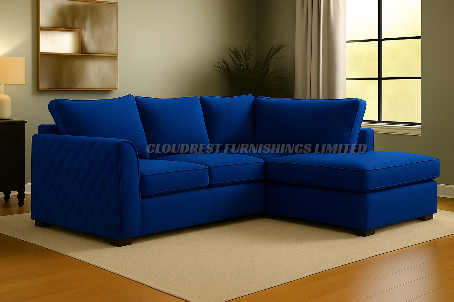 Vortex Plush Velvet Corner Sofa Brand New Grey, Black, Beige, Cream, Blue, Mustard Stylish Living Room Furniture