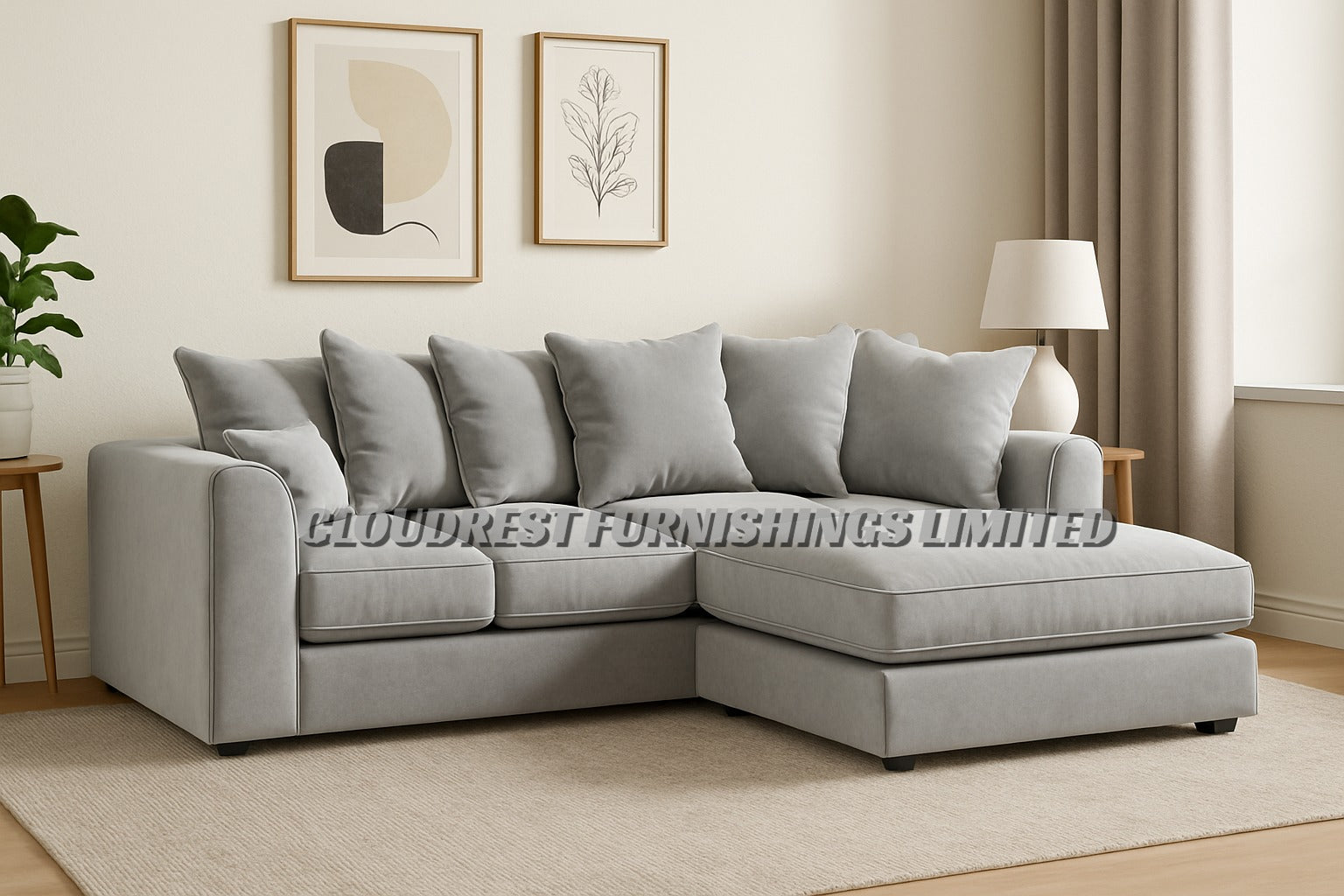 Dylan  Plush Velvet Brand New Grey, Black, Silver, Beige, Navy Blue Corner Sofa | Stylish Living Room Furniture