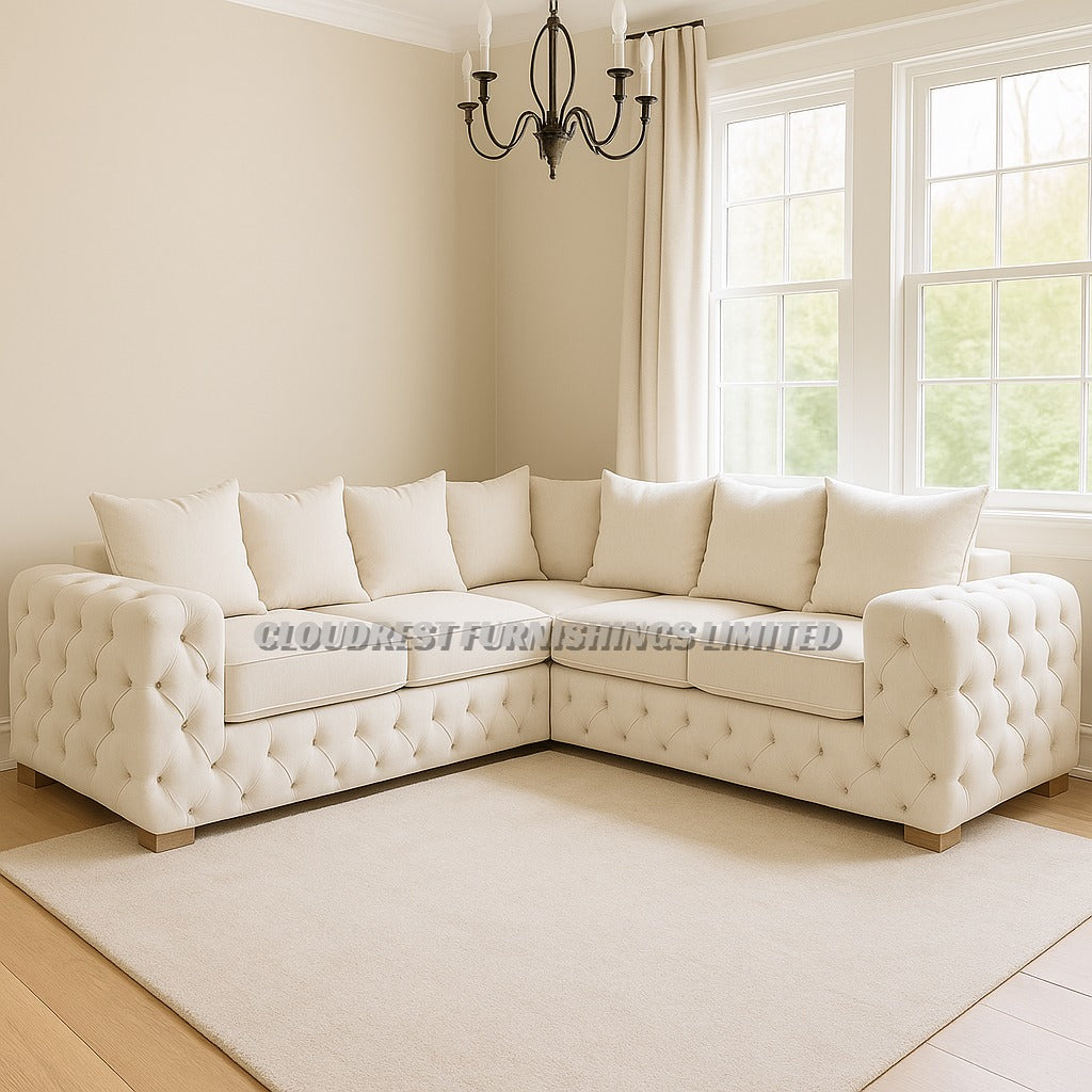 Ashton Chesterfield Sofa Brand New Black, Grey, Cream, Blue, Beige Corner | Stylish Living Room Furniture