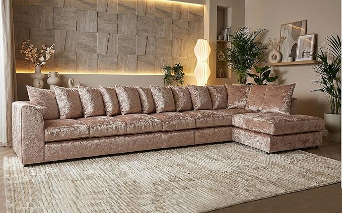 Dylan Crushed Velvet 7 Seater Left/Right Hand  Corner Sofa