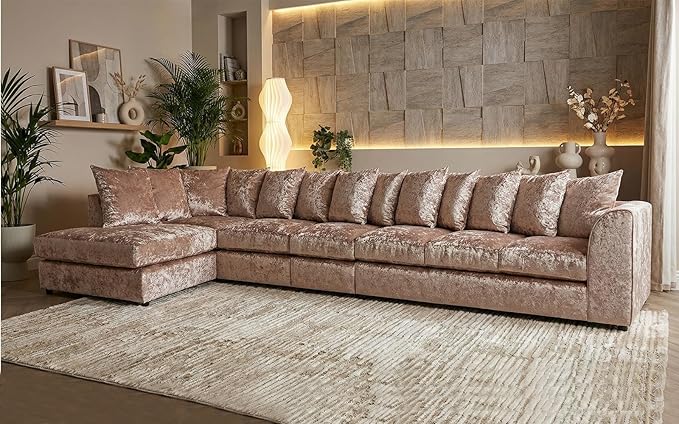 Dylan Crushed Velvet 7 Seater Left/Right Hand  Corner Sofa