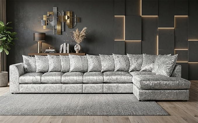 Dylan Crushed Velvet 7 Seater Left/Right Hand  Corner Sofa