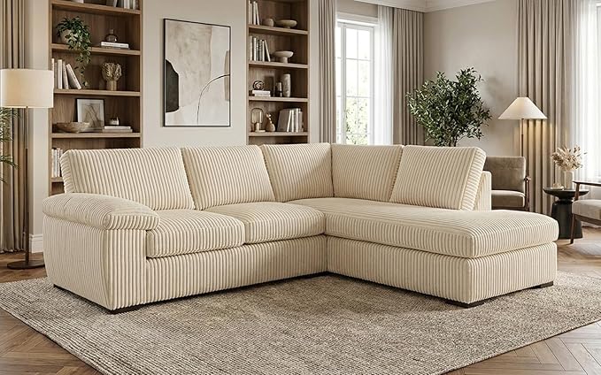 Left or Right Hand Jumbo Cord Corner Sofa with Deep Seating