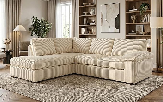 Left or Right Hand Jumbo Cord Corner Sofa with Deep Seating