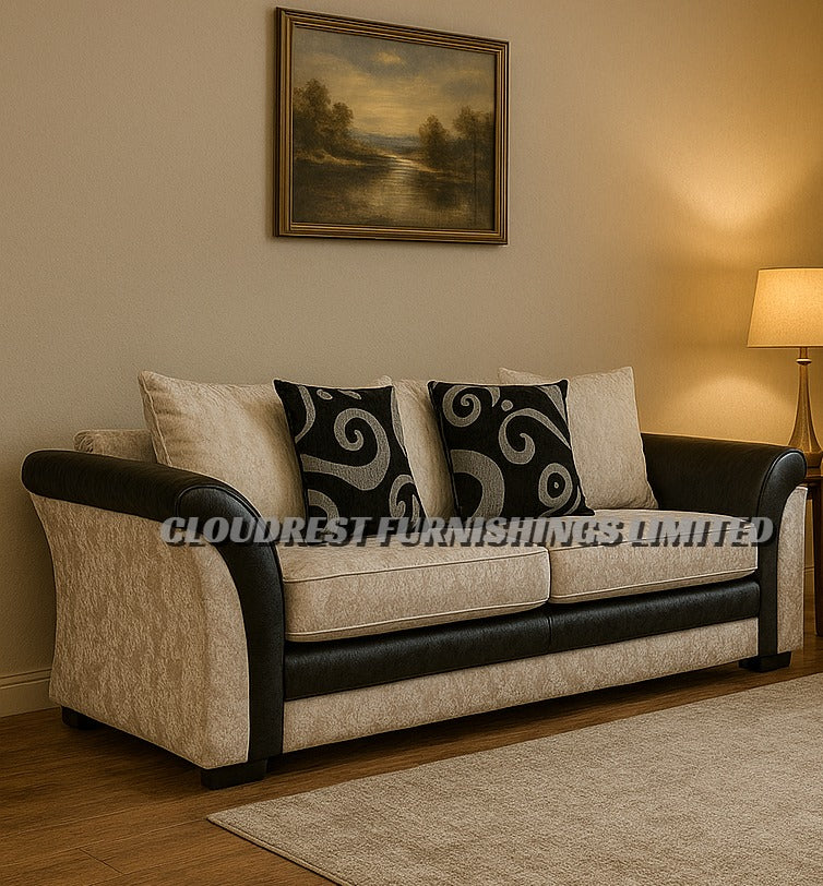 Shannon Crushed Velvet Sofa Brand New Black and Silver 3+2 & Corner | Stylish Living Room Furniture