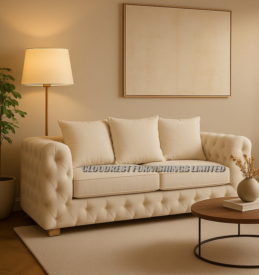 Ashton Chesterfield Sofa Brand New Black, Grey, Cream, Blue, Beige 3+2| Stylish Living Room Furniture