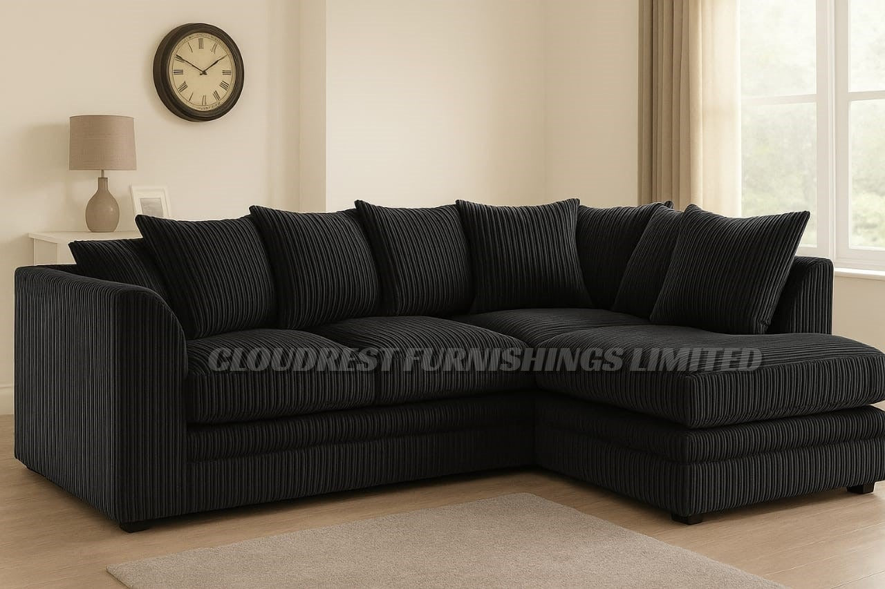 Dylan Jumbo Cord Sofa Brand New Grey, Black, Beige, Cream, Blue 3+2 Seater | Stylish Living Room Furniture