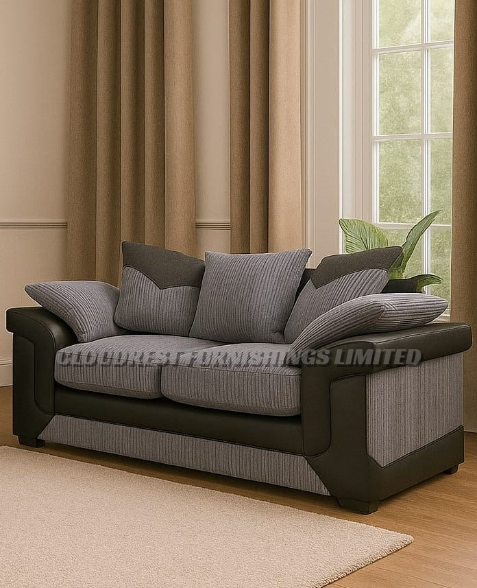 Dino Brand New Black and Grey + Beige and Brown Corner Sofa | Stylish Living Room Furniture