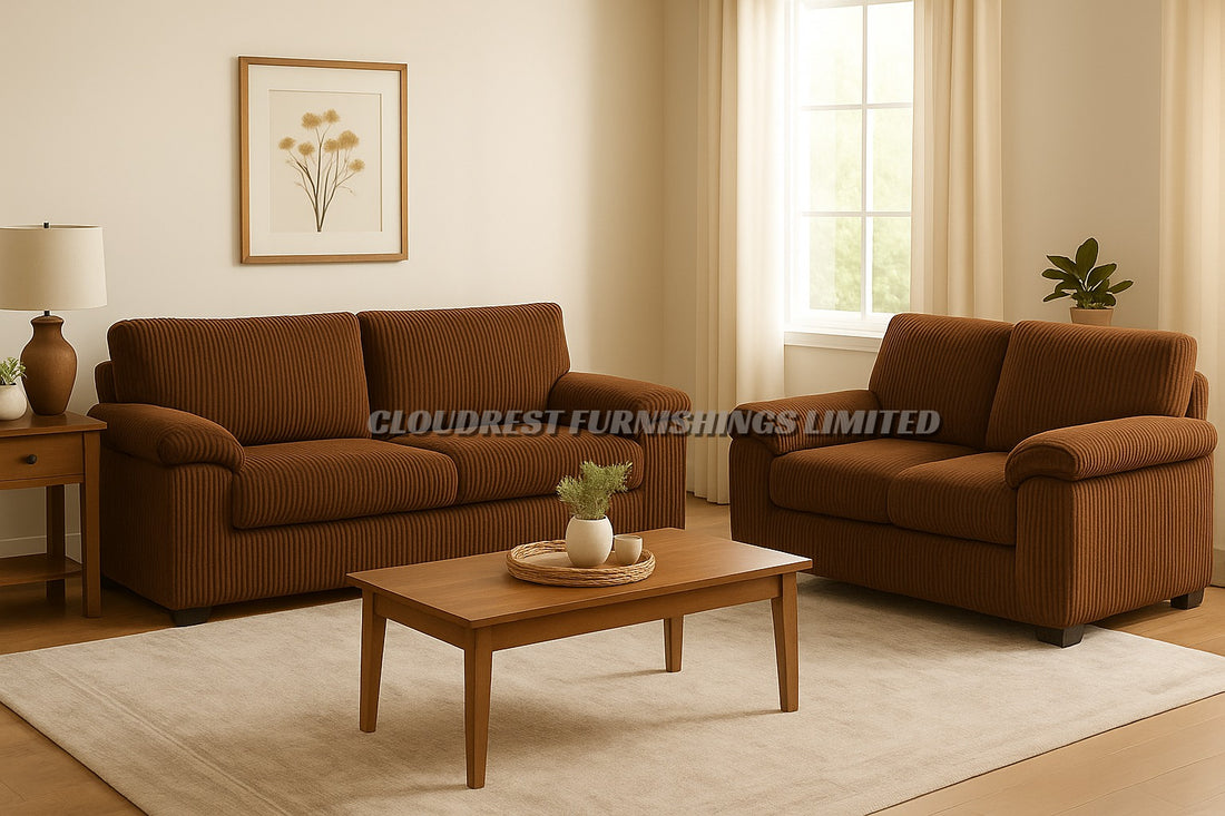 Riva Cord Sofa Brand New Black, Grey, Cream, Beige, Brown 3+2 Seater | Stylish Living Room Furniture