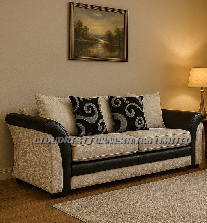 Shannon Crushed Velvet Sofa Brand New Black and Silver 3+2 & Corner | Stylish Living Room Furniture