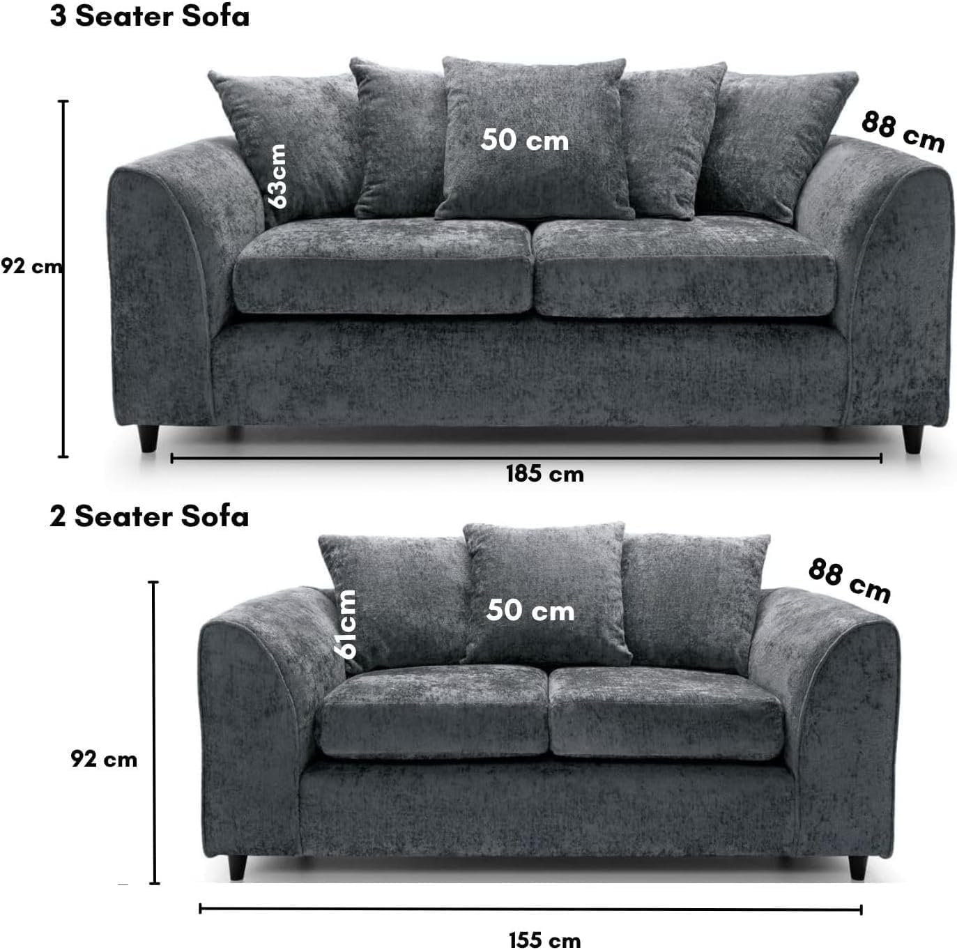 Dylan Alaska L Shape 4 Seater Corner Sofa (Dark Grey)