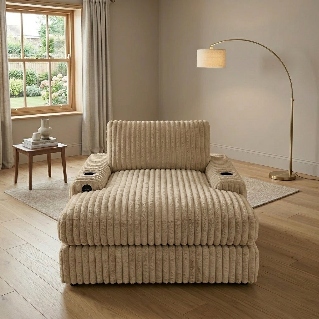 Straight Arm 2c2 Thick Cord 5 Seater Sofa