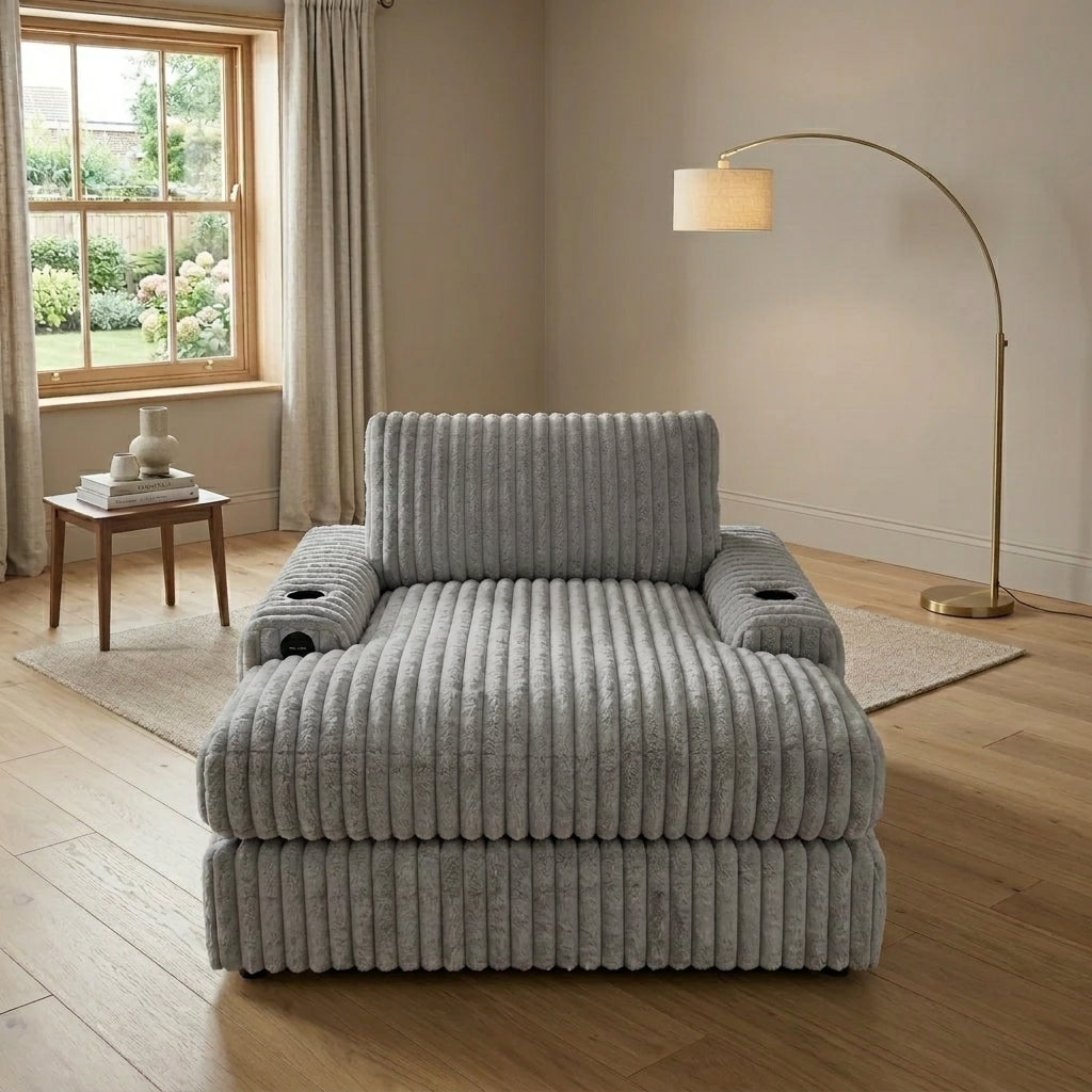 Straight Arm 2c2 Thick Cord 5 Seater Sofa