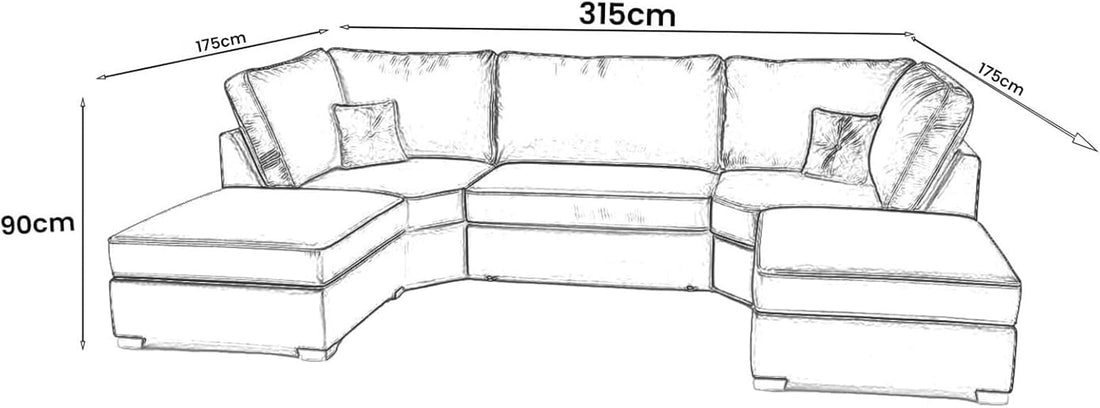 Bishop 7 Seater U-Shape Plush Velvet Sofa (Scatter Back, high Back)