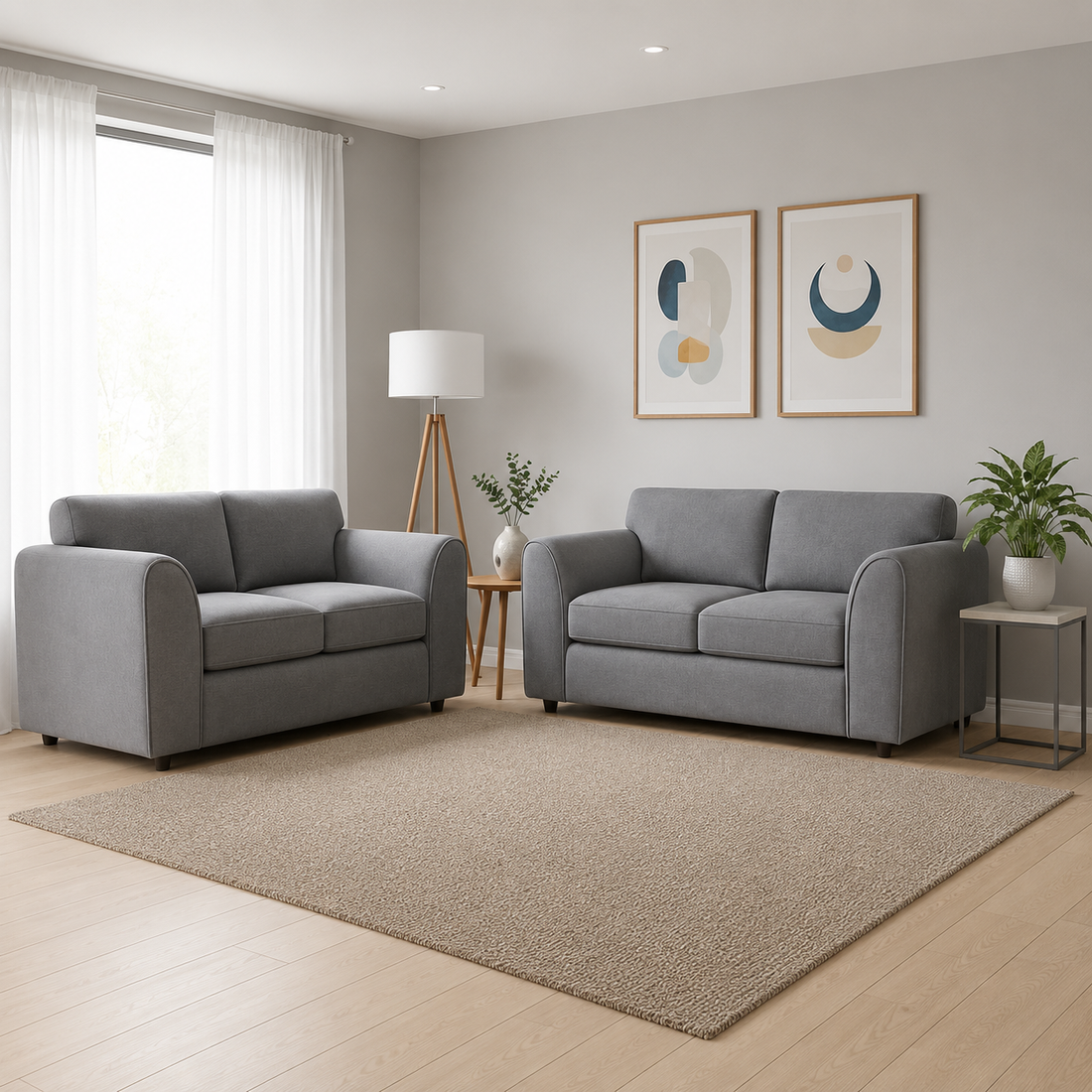 High Back Charcoal Grey 3+2 Seater Sofa Set for Lounges