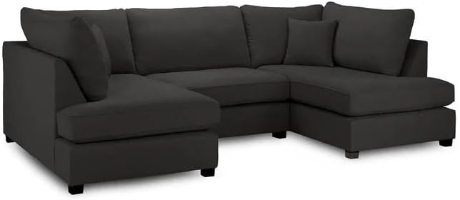 Cinema 4pc U shape 5 Seater Plush Velvet High Back Sofa