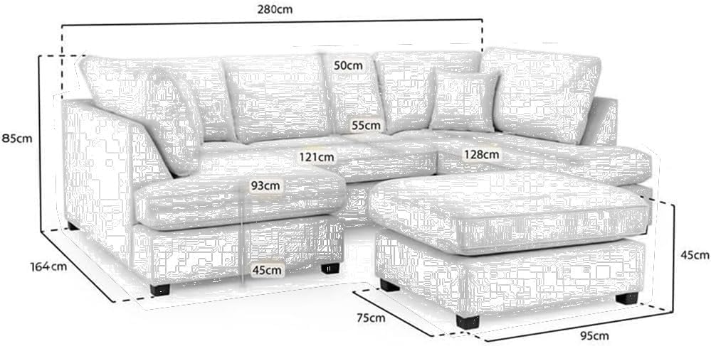 Cinema 4pc U shape Plush Velvet Sofa High Back Cushions