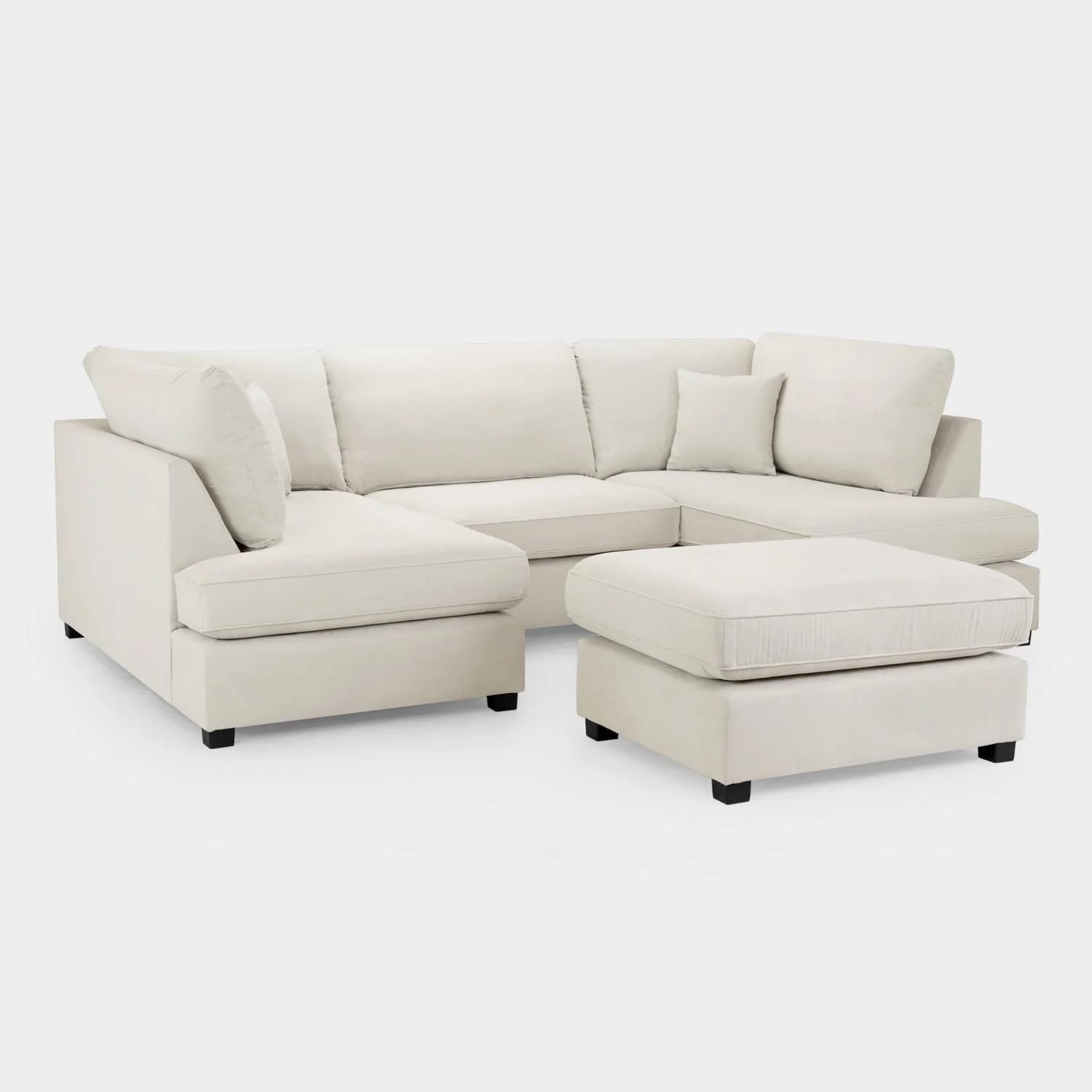 Cinema 4pc U shape Plush Velvet Sofa High Back Cushions