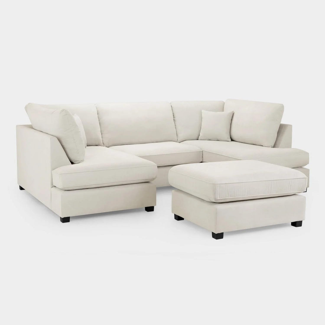 Cinema 4pc U shape Plush Velvet Sofa High Back Cushions