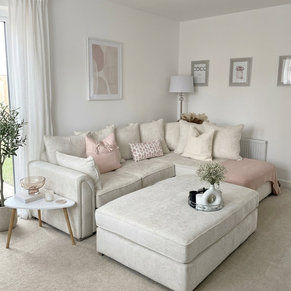 Dublin Alaska L Shape Corner Sofa (Pearl)
