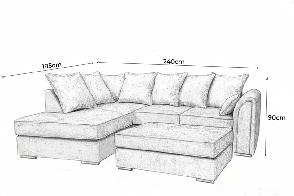 Dublin Alaska L Shape Corner Sofa (Dark Grey)