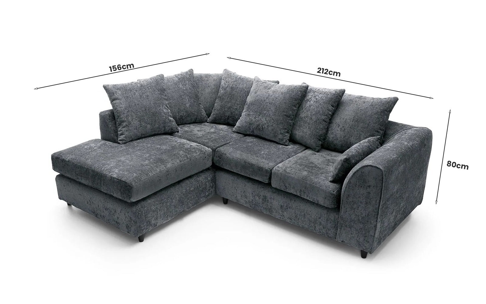 Dylan Alaska L Shape 4 Seater Corner Sofa (Dark Grey)