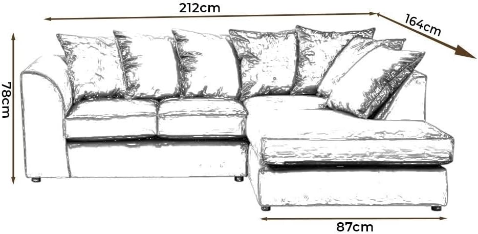 Dylan Byron Chenille L Shape 4 Seater Sofa (Black & Grey)