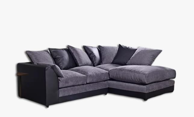 Dylan Byron Chenille L Shape 4 Seater Sofa (Black & Grey)