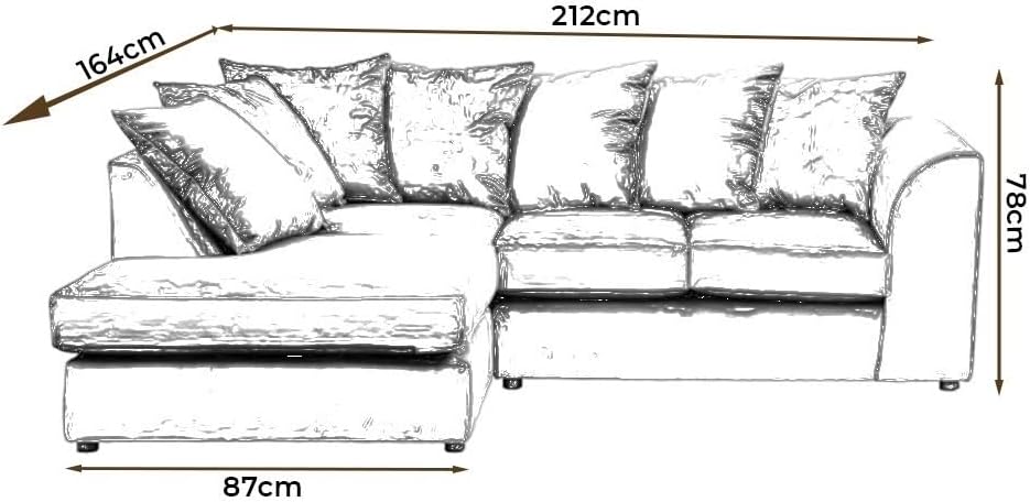 Dylan Byron Chenille L Shape 4 Seater Sofa (Black & Grey)