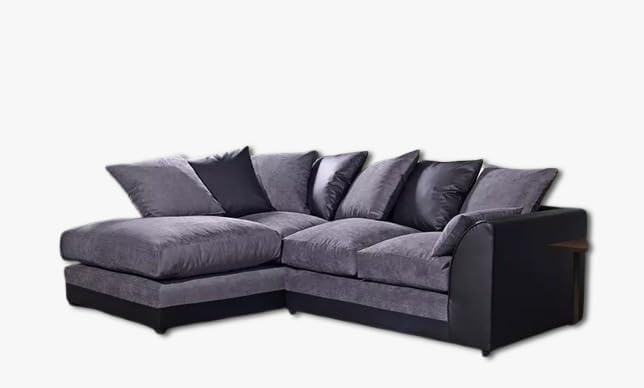 Dylan Byron Chenille L Shape 4 Seater Sofa (Black & Grey)