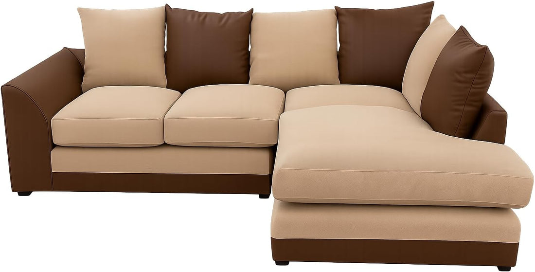 Dylan Byron Chenille L Shape 4 Seater Sofa (Brown & Beige)
