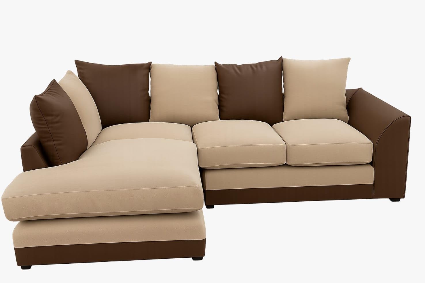 Dylan Byron Chenille L Shape 4 Seater Sofa (Brown & Beige)
