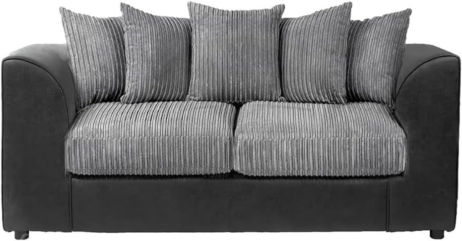 Dylan Byron Cord L Shape Sofa (Black & Grey)