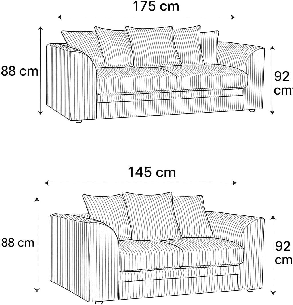 Dylan Byron Cord L Shape Sofa (Black & Grey)