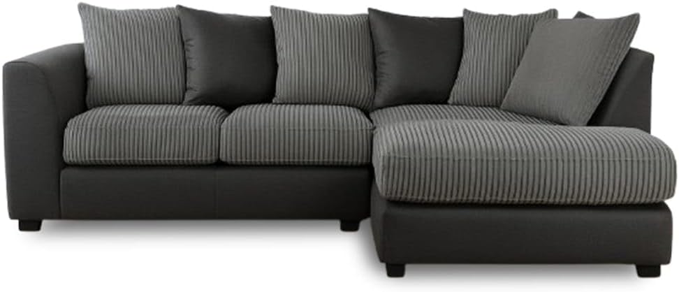 Dylan Byron Cord L Shape Sofa (Black & Grey)