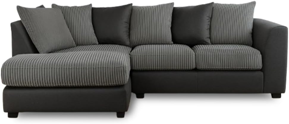 Dylan Byron Cord L Shape Sofa (Black & Grey)
