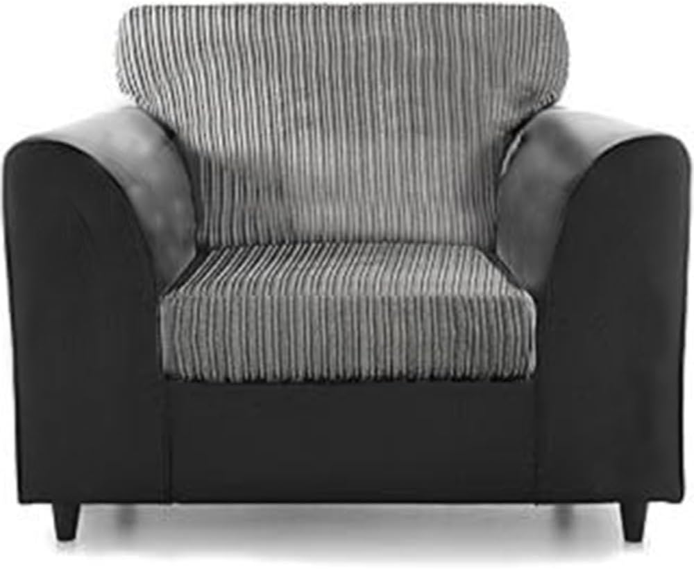 Dylan Byron Cord L Shape Sofa (Black & Grey)