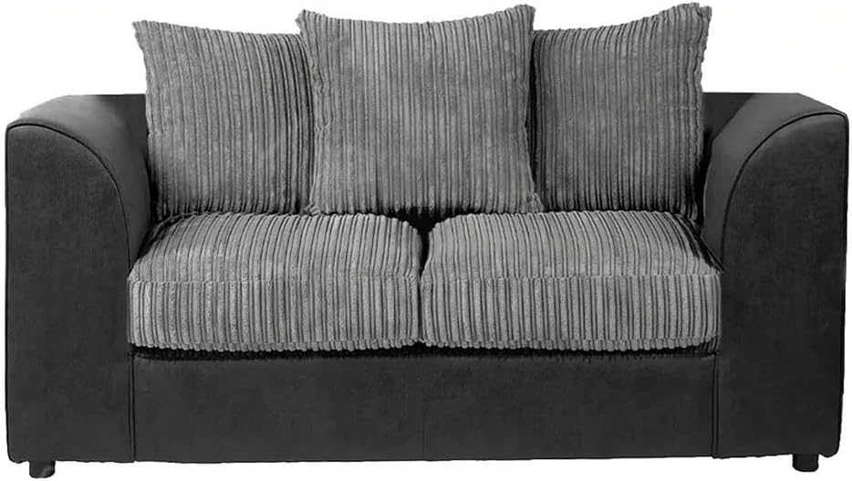 Dylan Byron Cord L Shape Sofa (Black & Grey)