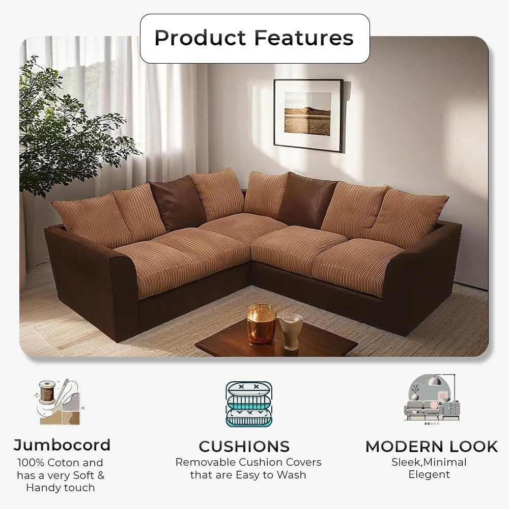 Dylan Byron Cord dual arm 5 seater 2c2 Corner Sofa