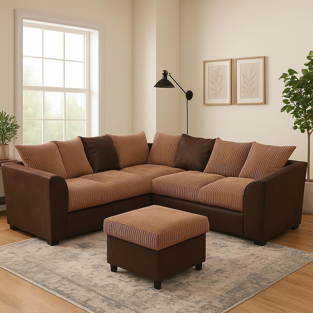 Dylan Byron Cord dual arm 5 seater 2c2 Corner Sofa